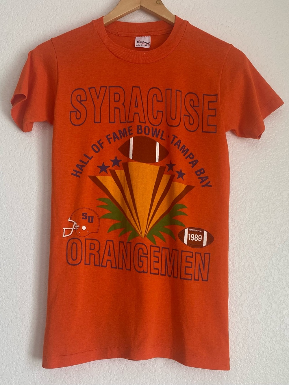 1989 Syracuse University Hall of Fame Bowl t-shirt, orange, S